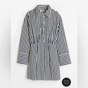 Navy and White Stripe Cotton Shirt Dress - H&M - XL
